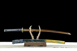 Alternative view of Ice and Flame - Håndlaget Katana av 1065 karbonstål