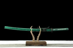 Teal Wave - Håndlaget Katana av Damaskusstål