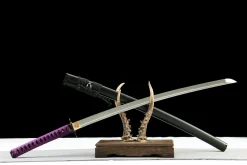Alternative view of Abyss Edge - Håndlaget Katana av Leirherdet Damaskusstål